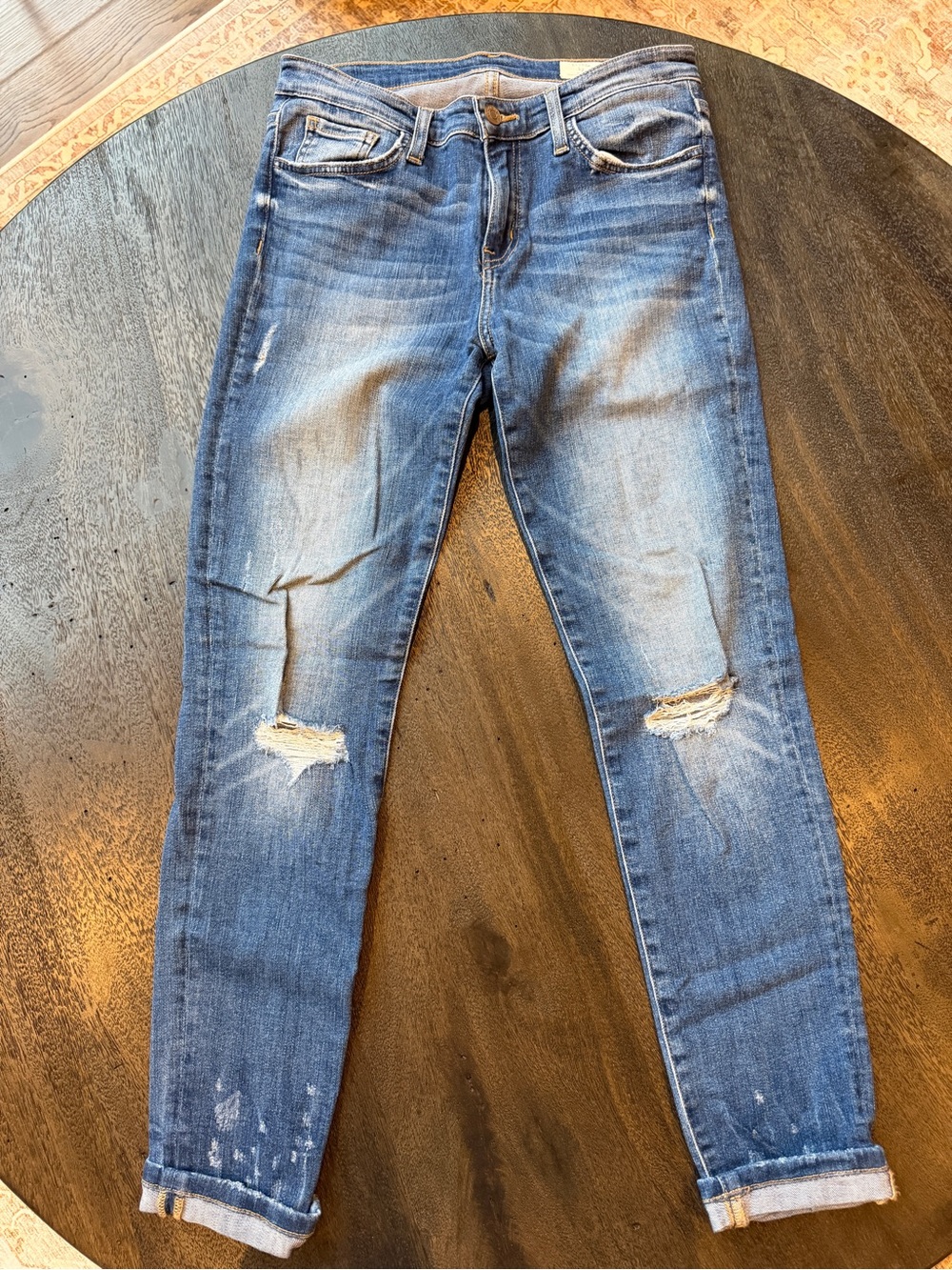 Slim Fit Distressed Blue Skinny Jeans
